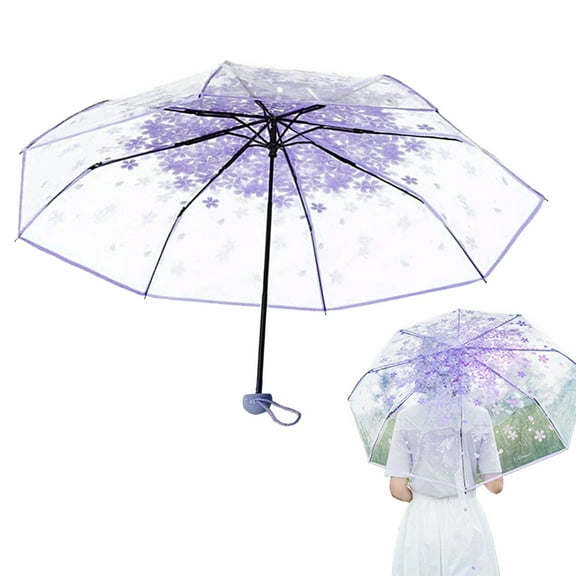 Clear Umbrellas for Rain, Umbrella, Clear Umbrella, Transparent Umbrella Stylish and High-Quality Transparent Umbrella Tri-fold Umbrella Windproof and Waterproof