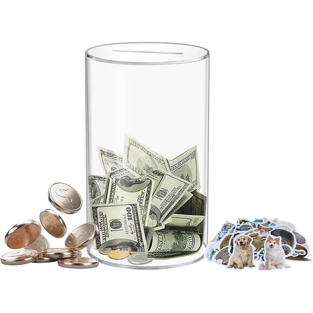 Clear Acrylic Piggy Bank - Unopenable Money Jar For Saving Coins & Cash