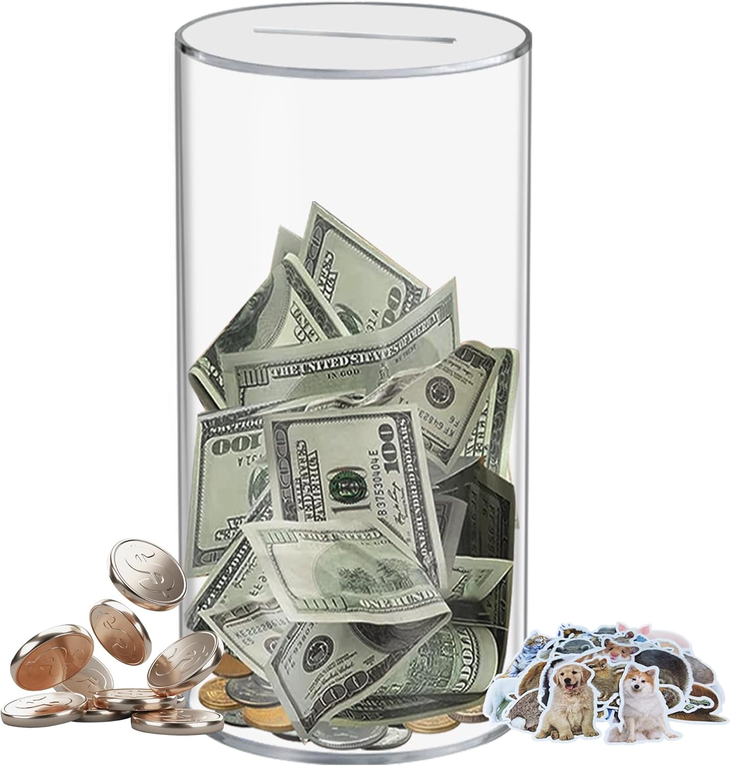 Clear and Unopenable Piggy Bank, Transparent Money Box for Cash Savings