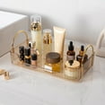 thumbnail image 1 of Clear Vanity Organizer, Countertop Makeup Storage Box with Ribbon Handles, Bathroom Sink Organizer for Skincare Cosmetics, Acrylic Desktop Tray, 1 of 6