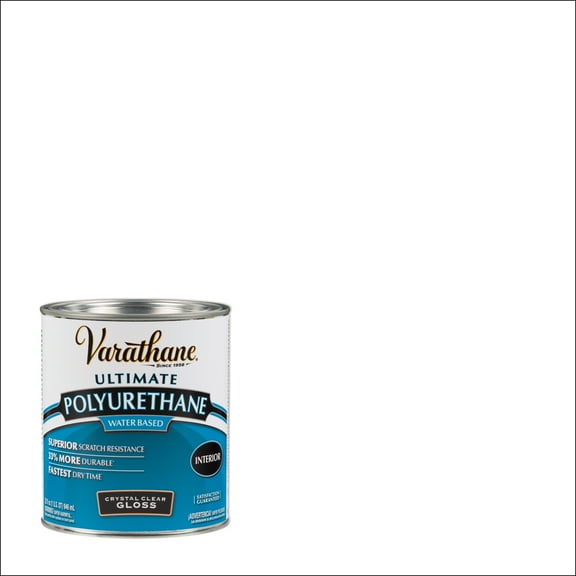 Clear, Varathane Gloss Ultimate Crystal Clear Polyurethane Water-Based-200041H, Quart