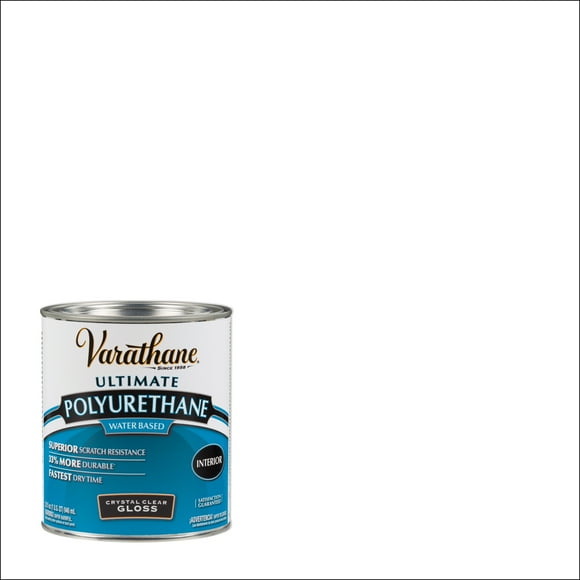 Clear, Varathane Gloss Ultimate Crystal Clear Polyurethane Water-Based-200041H, Quart