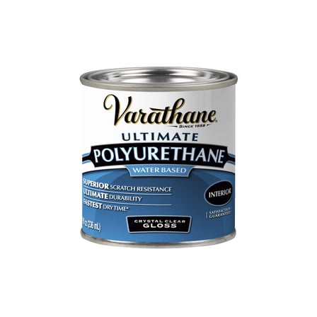 Clear, Varathane Gloss Ultimate Crystal Clear Polyurethane Water-Based-200061H, Half Pint