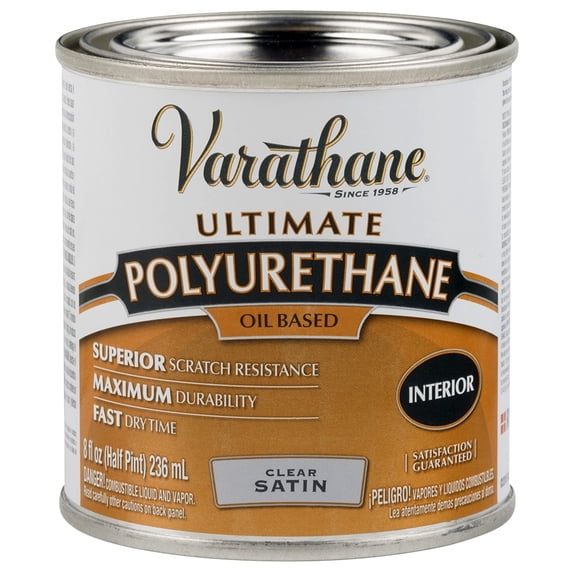 Clear, Varathane Ultimate Oil-Based Interior Polyurethane, Satin-9161H, Half Pint