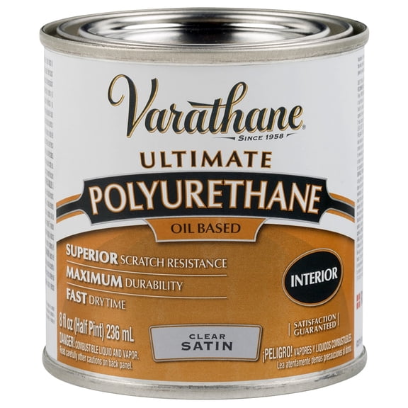 Clear, Varathane Ultimate Oil-Based Interior Polyurethane, Satin-9161H, Half Pint