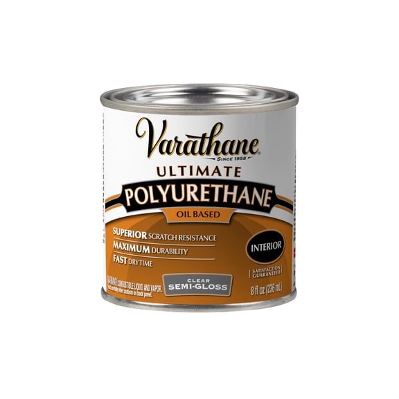 Clear, Varathane Semi-Gloss Ultimate Polyurethane Oil-Based-6061H, Half Pint