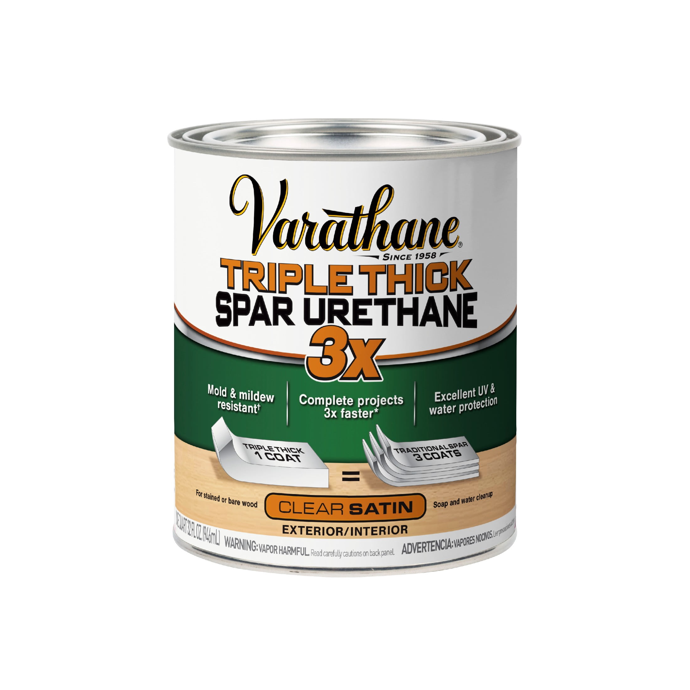Urithan Clear, Varathane Triple Thick Interior Spar Urethane, Satin-398916 ...