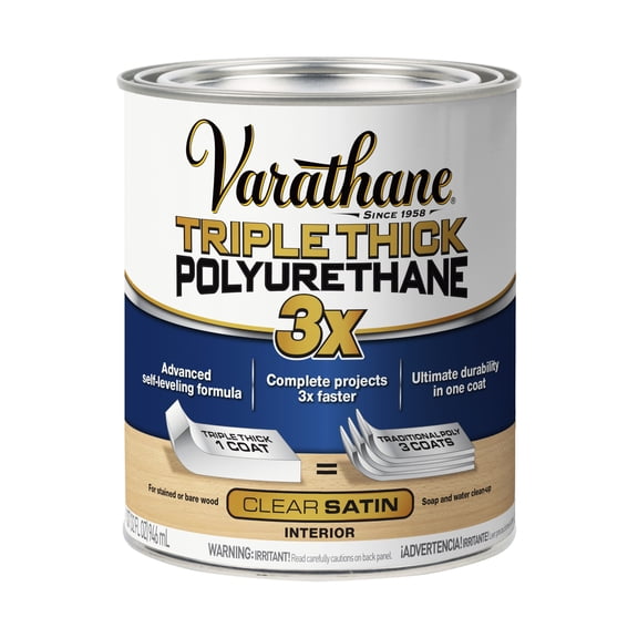 Clear, Varathane Triple Thick Polyurethane, Satin-284473, Quart