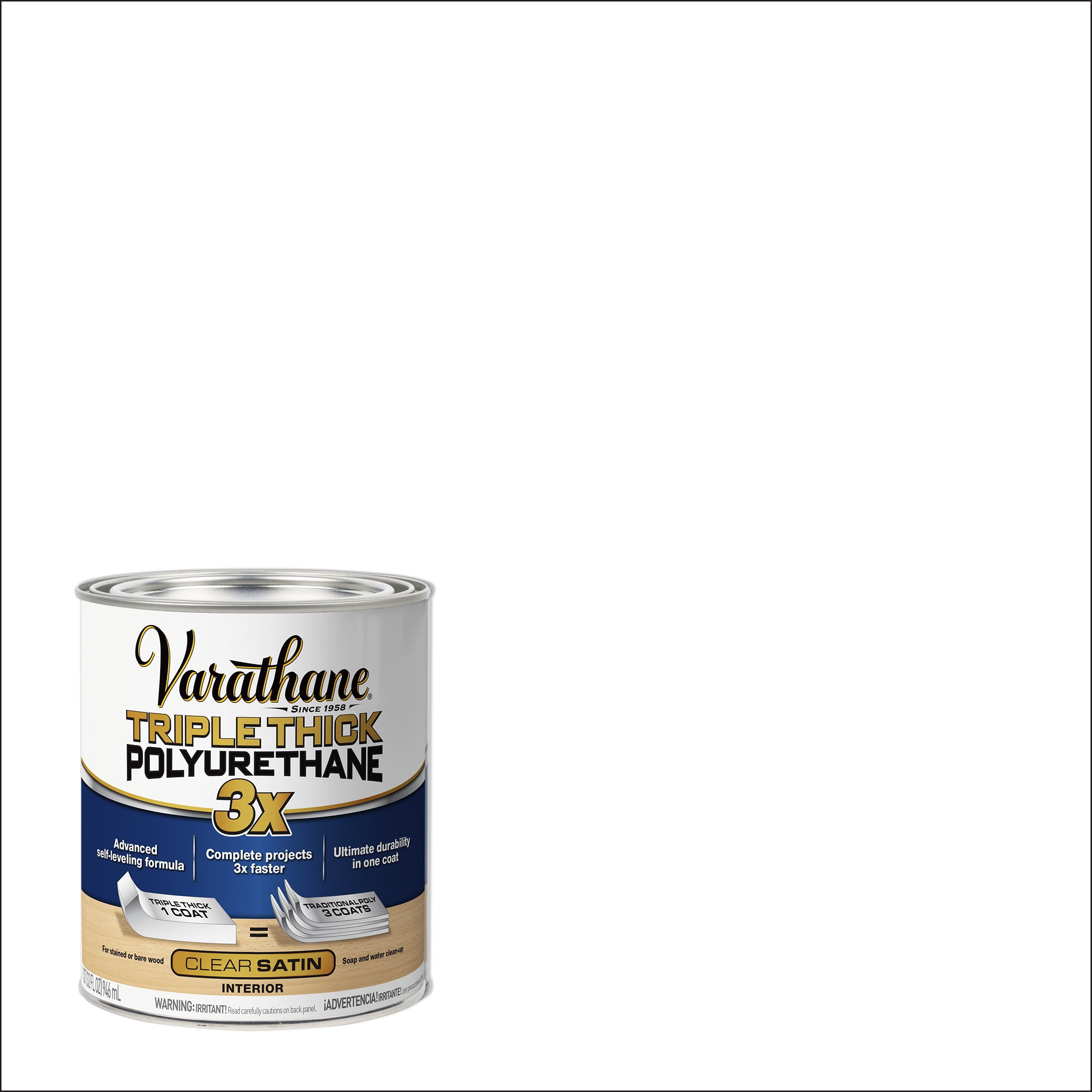 Clear Varathane Triple Thick Satin Polyurethane 284473 Quart