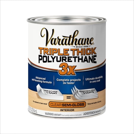 Clear, Varathane Triple Thick Semi-Gloss Polyurethane-284472, Quart