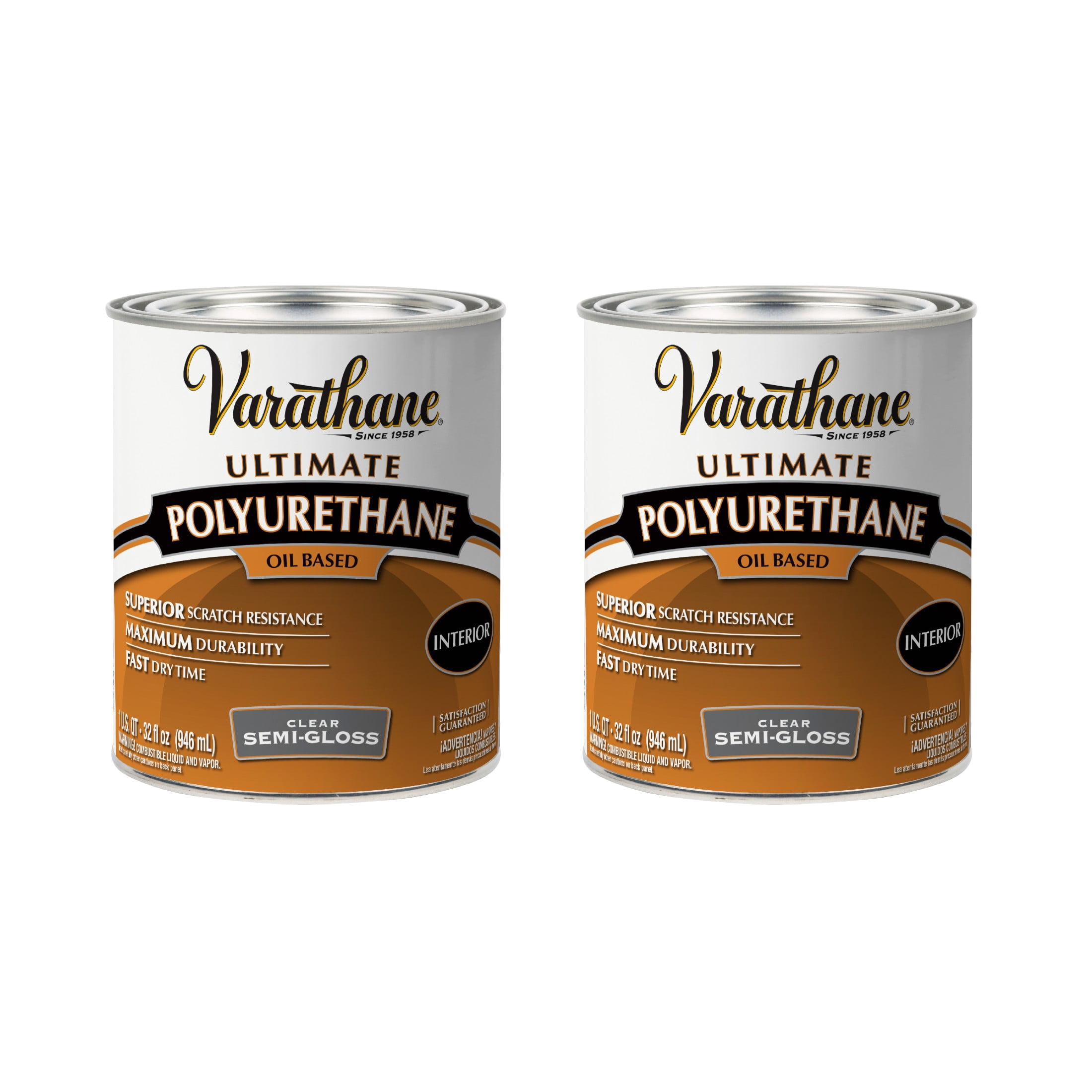2 Pack, Clear, Varathane Ultimate Semi-Gloss Polyurethane Oil-Based ...