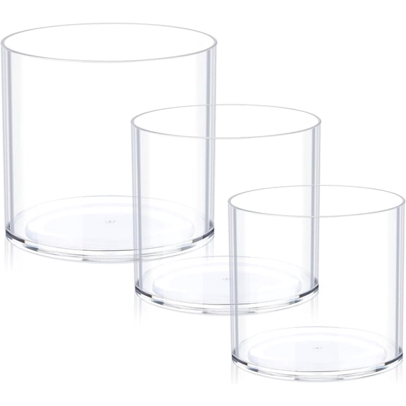 Clear Vase Set of 3 Polycarbonate Round Transparent Wide Mouth for Wedding Decor Flowers Home Use