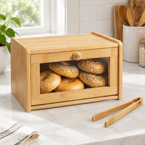 Clear View Countertop Bread Box For Artisan Loaves, Gluten-free Bakes And Everyday Baked Goods