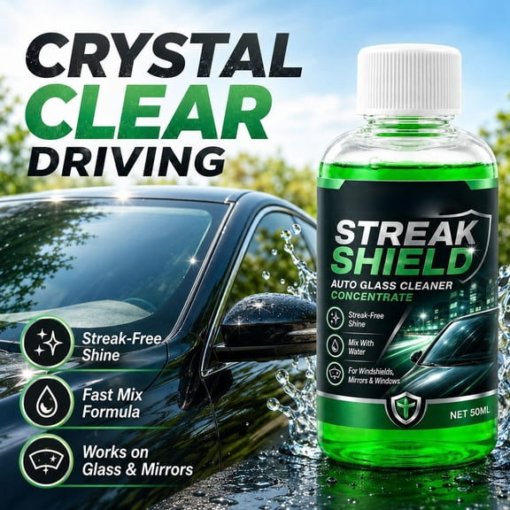 Clear Vision Car Glass Cleaner 1.7fl oz Concentrated Auto Windshield Bug Grime Remover Streak-Free for Rainy Dusty Drive
