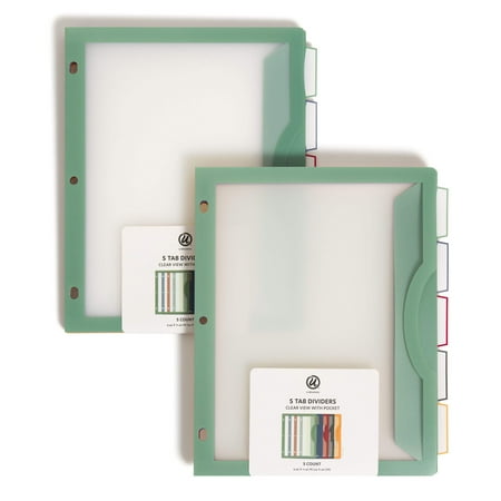 Clear View Index Dividers, Assorted Colors, 5 Count, (2 Pack)