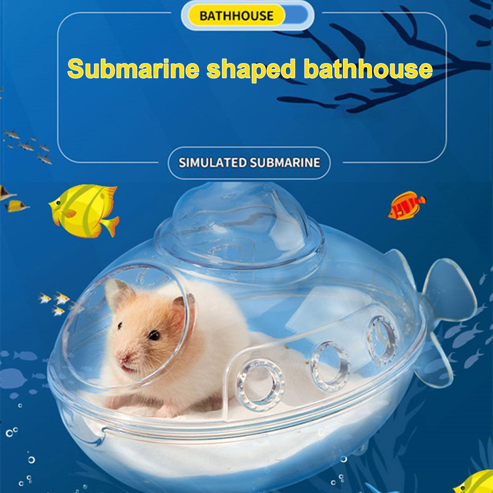 ClearView Submarine Hamster Bathroom SplashProof Sand Bath Tub for