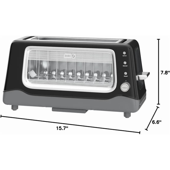 Clear View Toaster - Compact Design with 7 Browning Levels & Clear-View Window, Extra-Wide Slot Large Toaster, 1-Touch Defrost, Reheat & Bagel Functions - Easy Clean Up Crumb Tray (Black)