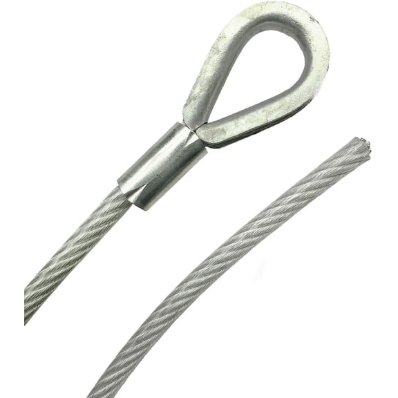 Clear Vinyl Coated Braided Steel Cable, 1/4" - 5/16" Diameter, Galvanized Steel, 7x19 Strand Construction, Single Loop with Thimble, Outdoor Suspension Wire Rope (20 feet, Clear)