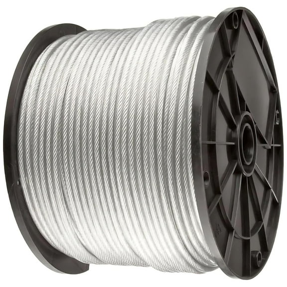 Clear Vinyl Coated Wire Rope 304 Stainless Steel Cable 3/16" Thru 1/4" 7x19-250 ft Reel for DIY Cable Decking Railing System, Marine Grade