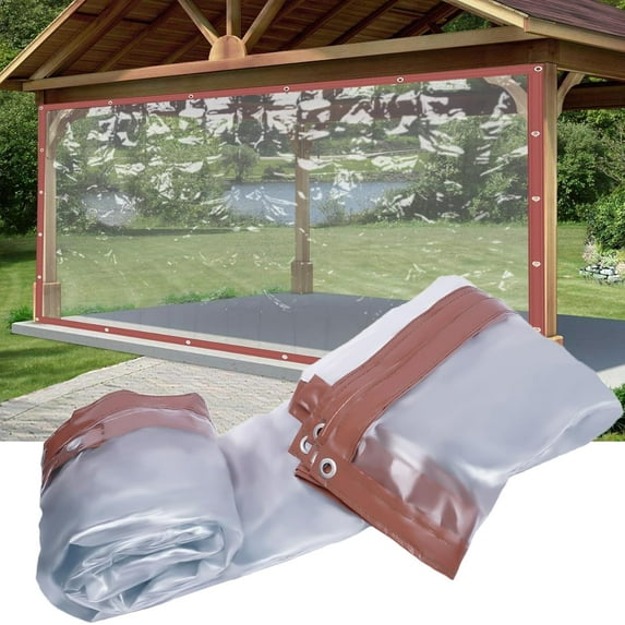 Clear Vinyl Curtains for Patio Winter, Waterproof Clear Awning, PVC Porch Curtains, for Tents, Awnings, Canopies, Curtainbrown, 8 X 16 Ft