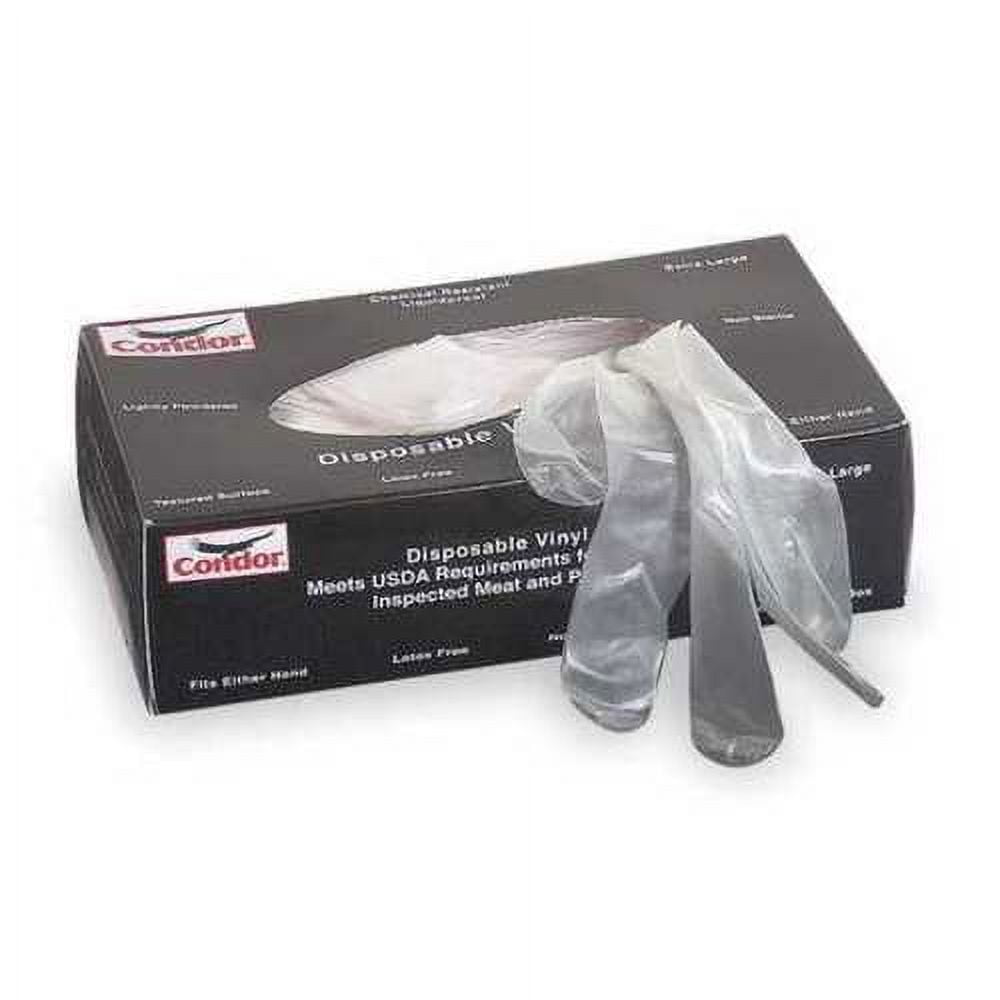 Clear Vinyl Disposable Gloves, L, 100PK