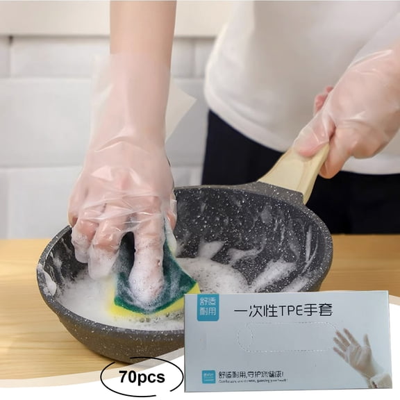 Clear Vinyl Food Safe Disposable Gloves Latex Free Powder Free for Food Prep Handling Cooking Cleaning,Large