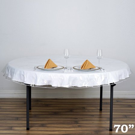 Clear Vinyl Plastic Tablecloth Protector Table Cover 70" Round fits 40X80
