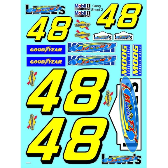 Clear Vinyl R/C Racing Sponsor Sticker Gang Sheet 48 lows -1/8th  1/10th Scale Model Decal Sticker Sheet R/C Lexan Body - Decorate Your R/c Cars, Boats, Truck Model  Die-Cut to Shape - Peel & Stick