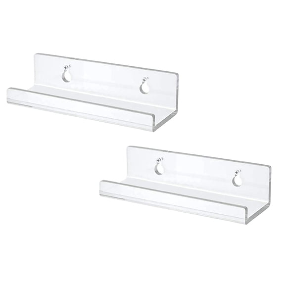 Clear Vinyl Record Shelf Wall Mount 2 Pack, Acrylic Album Record Holder Display, Transparent Floating Vinyl Shelf Stand for LP Display, Modern Wall Storage for Living Bedroom Music Room vinyl shelves