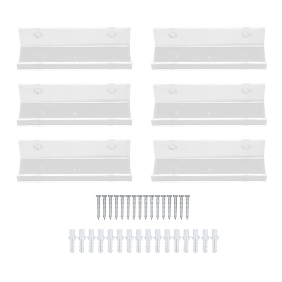 Clear Vinyl Record Wall Shelf, 6 Piece Acrylic Display For Album Storage Showcase