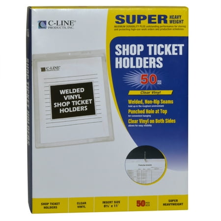 Clear Vinyl Shop Ticket Holders, Both Sides Clear, 15 Sheets, 8 1/2 X 11, 50/bx | Bundle of 5 Boxes