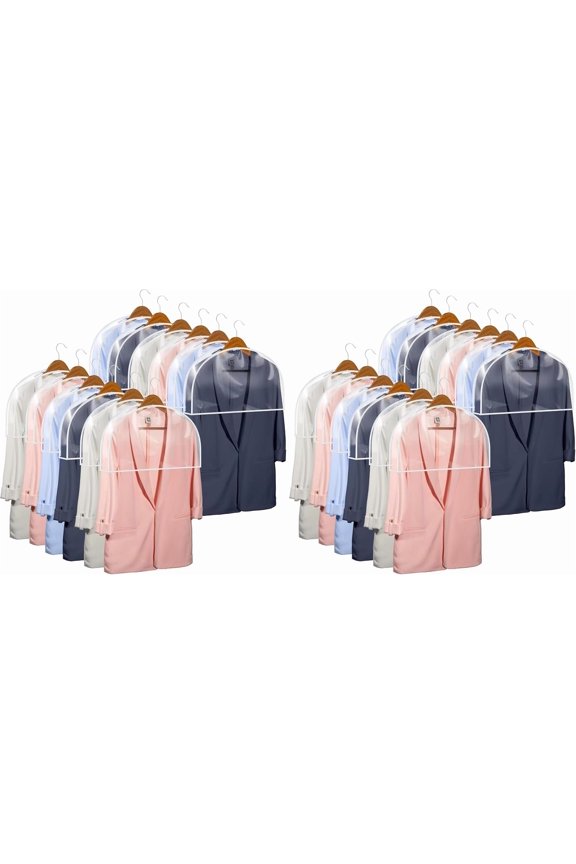 Clear Vinyl Shoulder Covers Closet Suit Protects Storage Home Decor Set of 12, 12"H x 22"W x 2"D (Pack of 2)