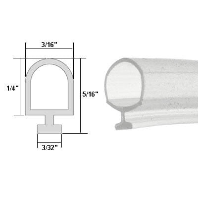 Gordon Glass® Bulb Type Weatherstrip, 3/16" Width, 3/32" Backing, Clear - 20 Ft.