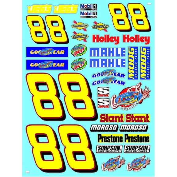 Clear Vinyl Sticker Variety Sheet #88's-1/10th - 1/8th Scale Large 6.8" x 9.2"h Vinyl R/C Model Decal Sticker Sheet Radio Control Lexan Body