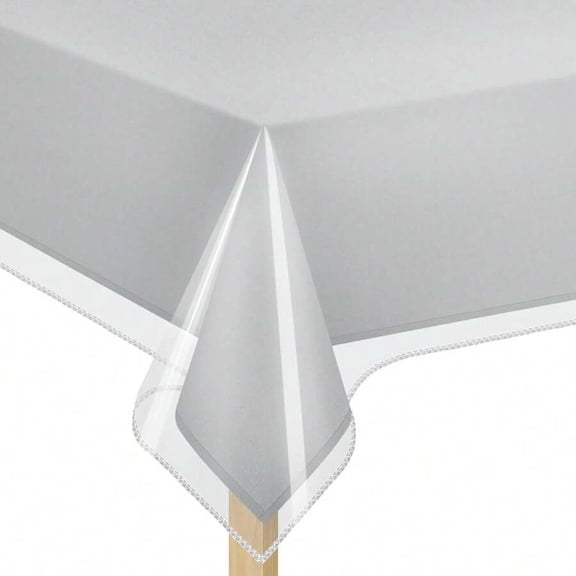 Clear Vinyl Table Cover Protector Rectangle Shape 54 x 72 Inch Heavy Duty Waterproof