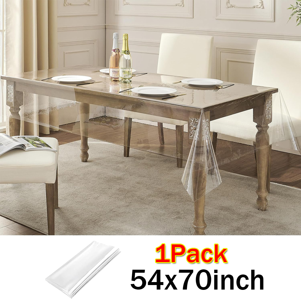 Clear Plastic Tablecloth Waterproof Table Protector Crystal Clear