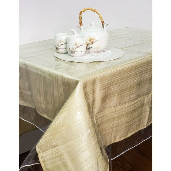 Clear Vinyl Tablecloth Protector, Durable Double Stitched Edges Dining Table Cover, Protects Your Fine Tablecloths (52"x70")