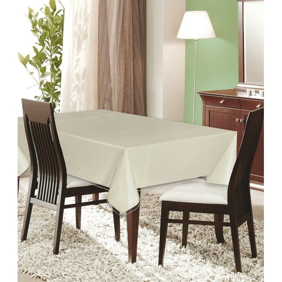 Clear Vinyl Tablecloth Protector, Durable Double Stitched Edges Dining Table Cover, Protects Your Fine Tablecloths (70" Round)