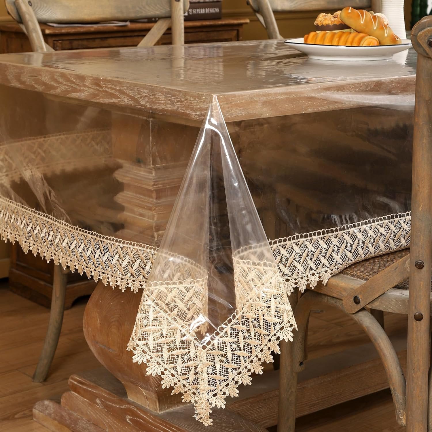 Clear Vinyl Tablecloth Protector /Oil-Proof Plastic Square Transparent ...