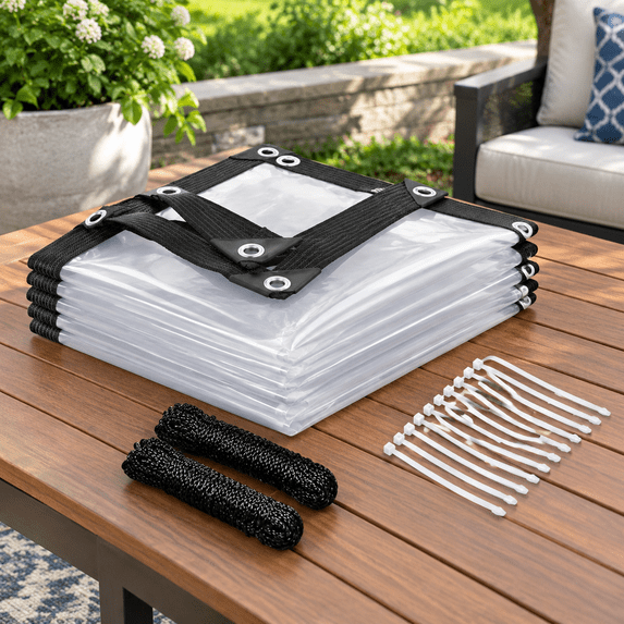 Clear Vinyl Tarp 6x20 Ftproof Heavy Duty With Rustproof Grommets ...
