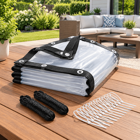 Clear Vinyl Tarp 7x9 Ftproof Heavy Duty With Rustproof Grommets ...