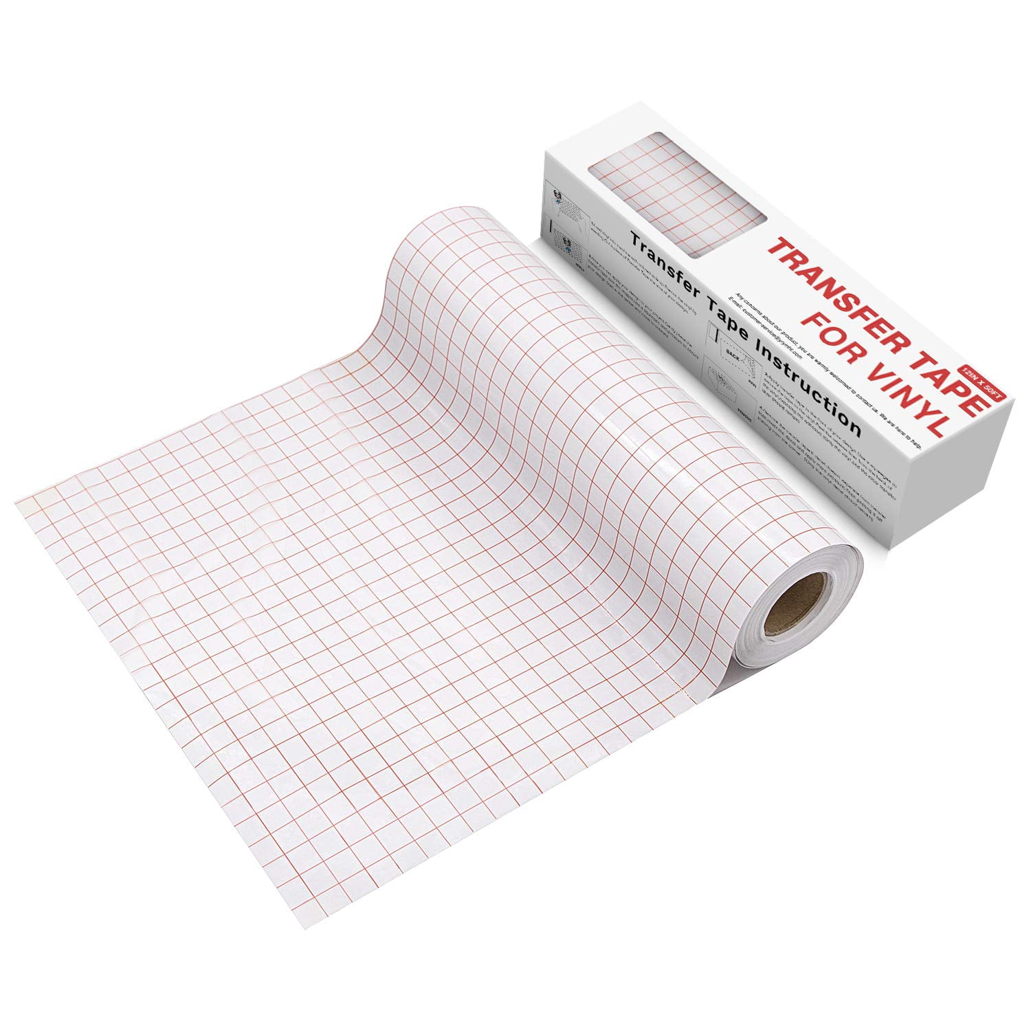 Clear Vinyl Transfer Paper Tape Roll12 x 50 FT w/Alignment Grid