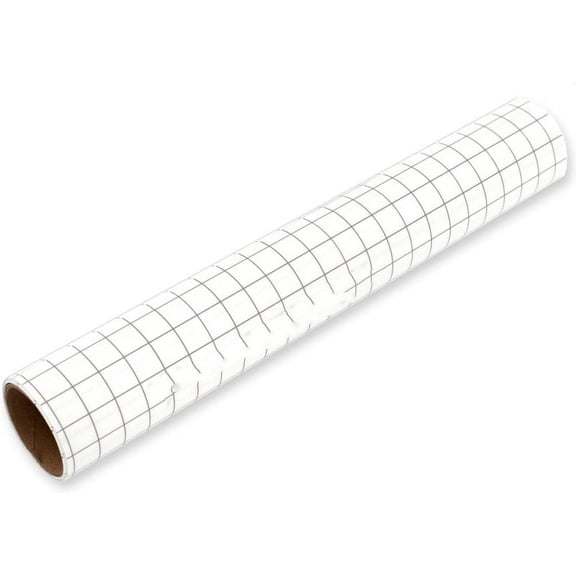 Clear Vinyl Transfer Tape Roll 12" by 5 FEET with Grid Perfect Alignment for Stickers, Decals, Signs and Crafts by