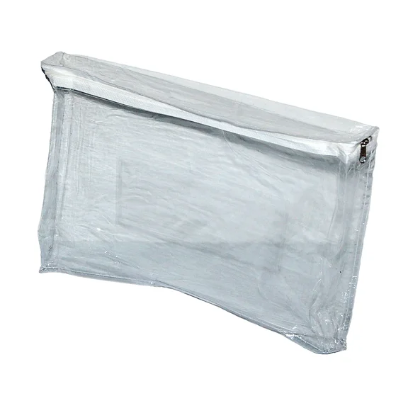 Clear Vinyl Zipper Top Gusseted Storage Bags, Interior Pocket, 13.5" X 9" X 1.5"