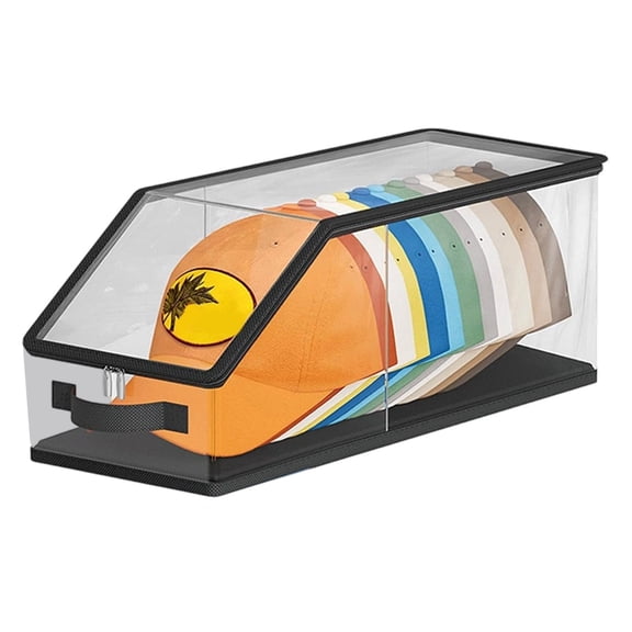 Clear Visible Hat Storage Display Box,8.7X16.5X6.7" Dust Proof Baseball Cap Organizer Container, Stackable Transparent Lid Hat Holder Case, Cap Storage Bin, Hat Display Storage Bins Organization