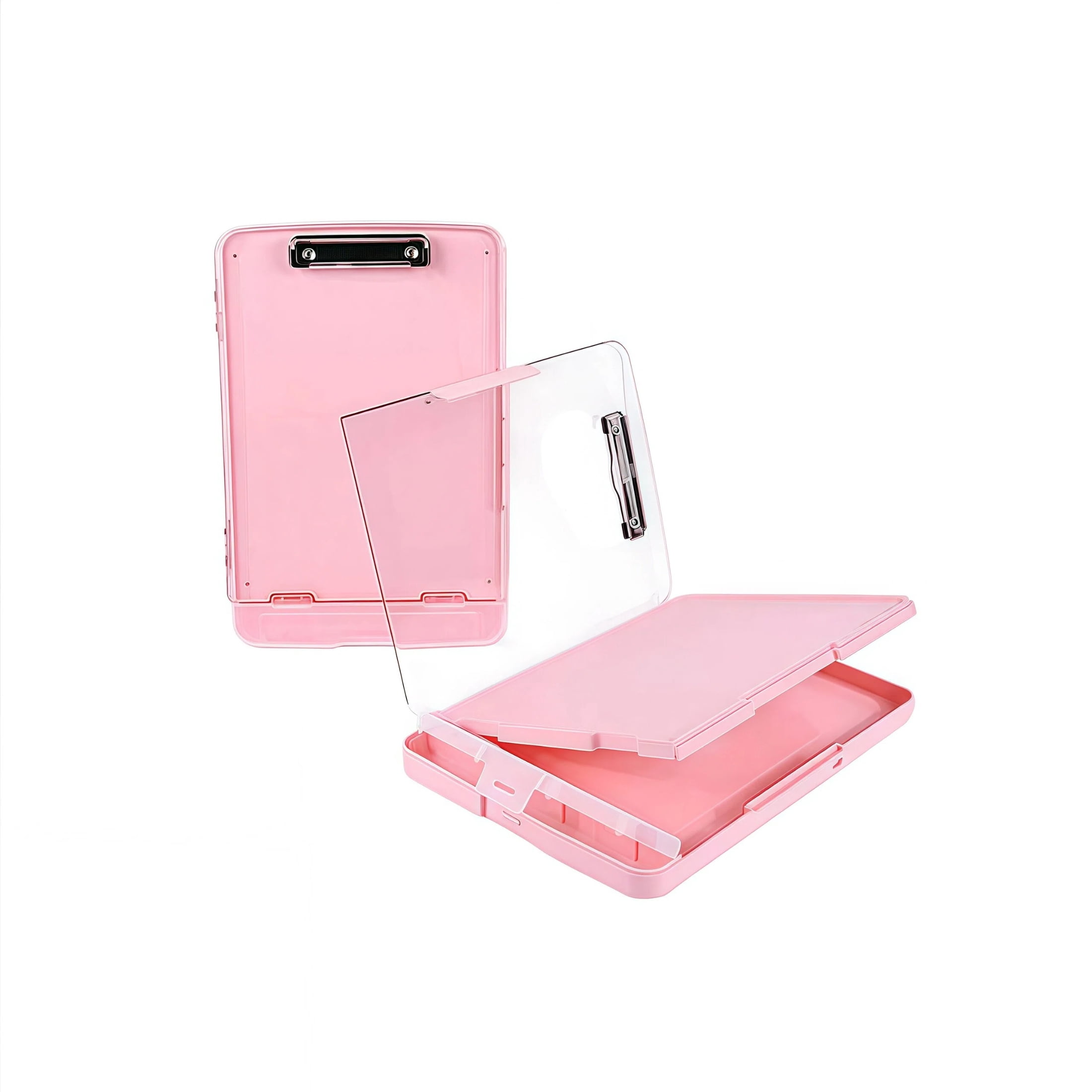 Clear Visible Storage Clipboard with Pen Case, 8.5x11 Dry Erase Clip Board Pink