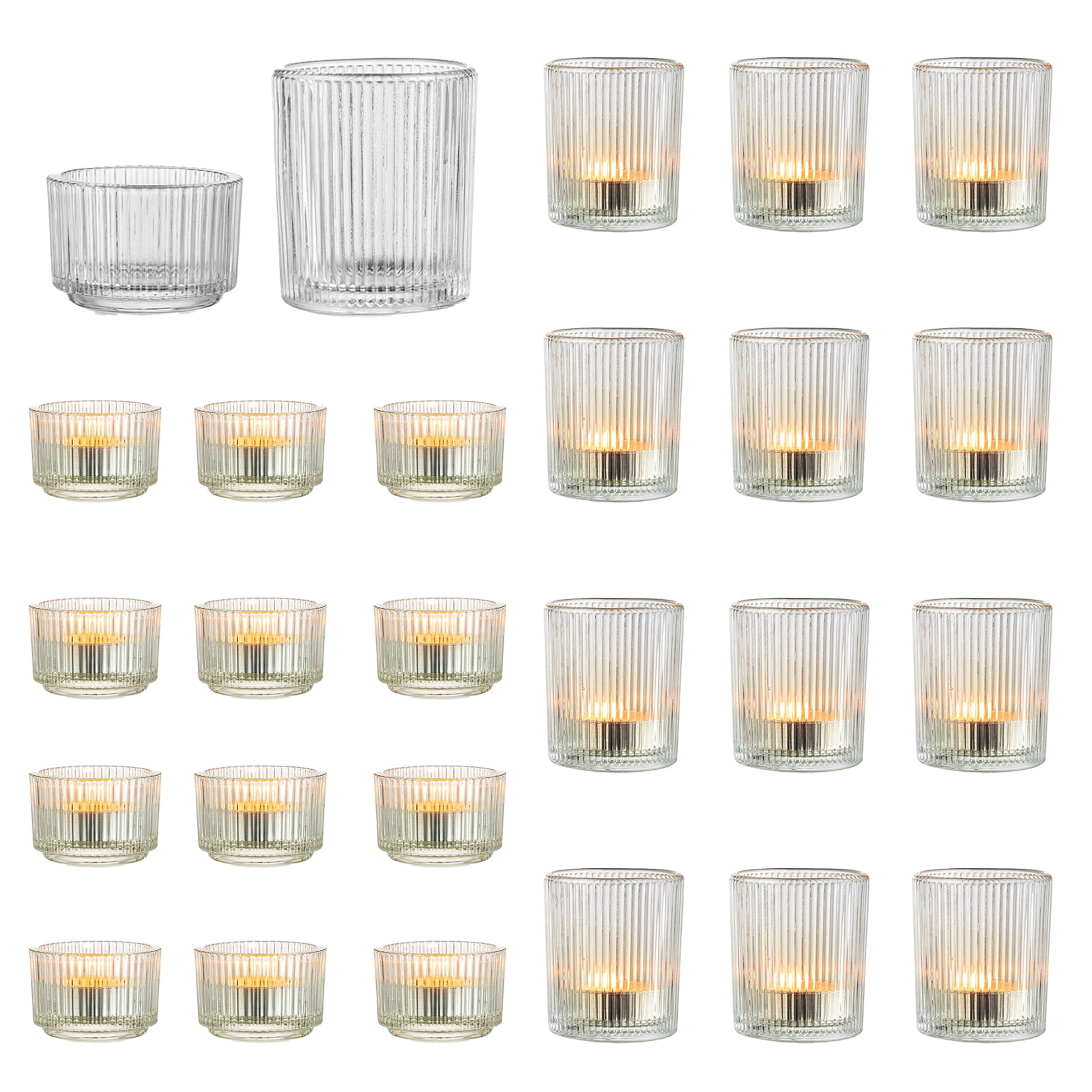 Clear Votive Candle Holders Bulk Set of 24 Glass Tealight Candle Holder