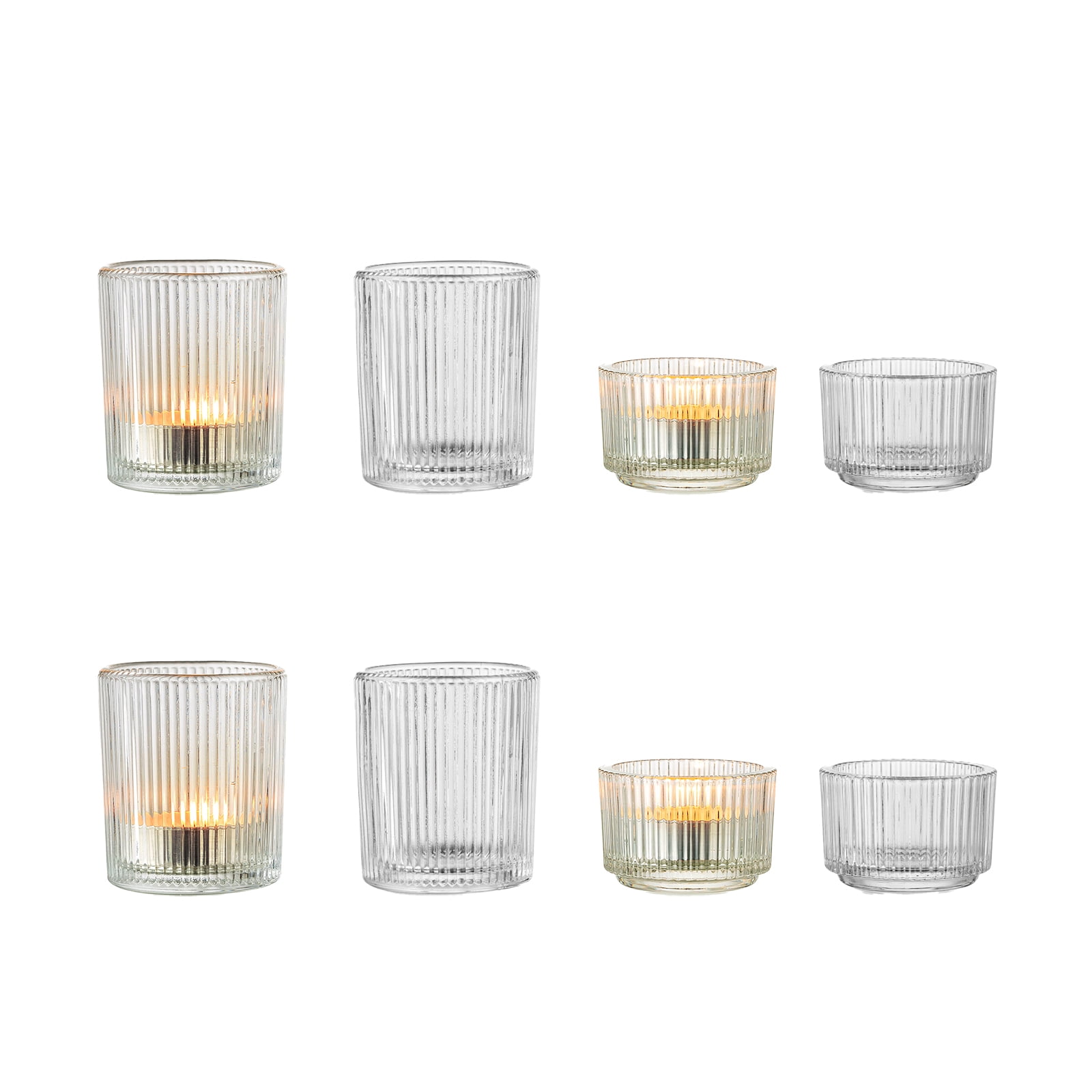 Clear Votive Candle Holders Bulk Set of 8 Glass Tealight Candle Holder