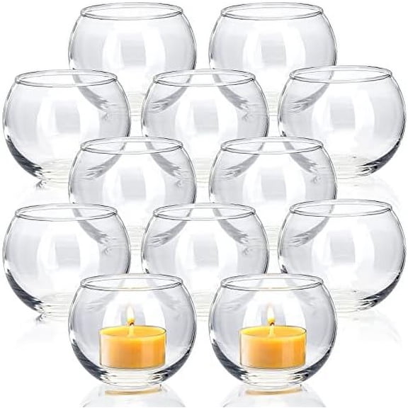 Clear Votive Candle Holders Set of 12, Glass Tealight Candle Holder Bulk for Wedding Decor and Home Decor