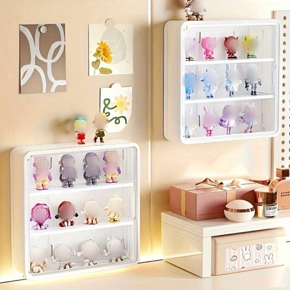 Clear Wall-Mounted Display Cabinet, Dust-Proof Acrylic Storage Box With Magnetic Door For Miniature Models, Blind Boxes, Toys, And Collectibles